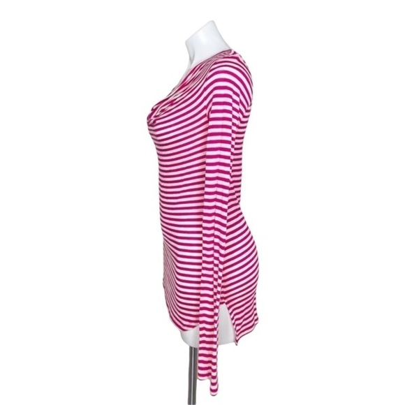 BCBGMAXAZRIA Pink & White Striped Long Sleeve Top - Picture 3 of 5